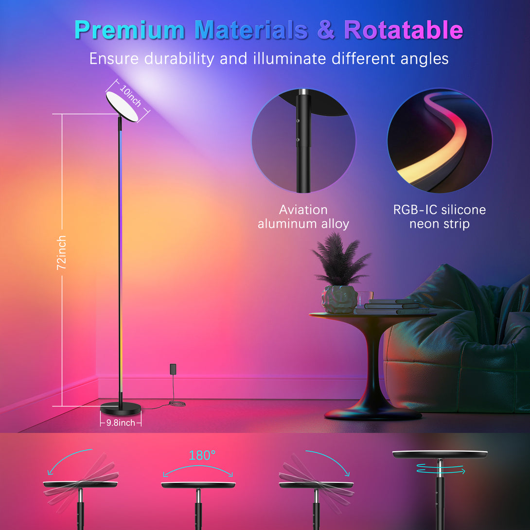 Deerdance LED 2-in-1 Smart RGBWIC Corner Floor Lamp